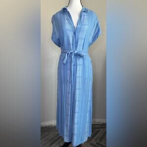Lush Blue Midi Button Up Dress | Size L